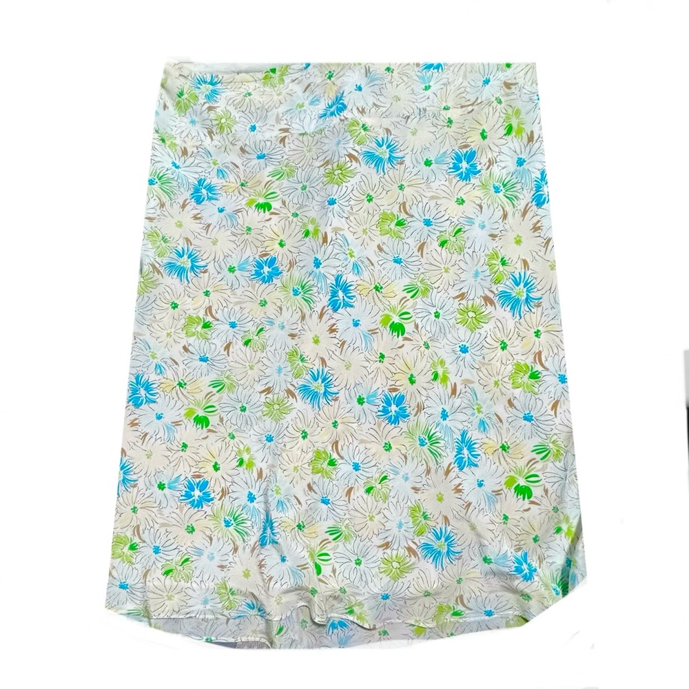 Allison Taylor Floral Print Skirt with Blue, Green and Beige Accents